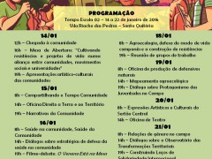 Programação do segundo tempo escola do Projeto Juventudes do Campo