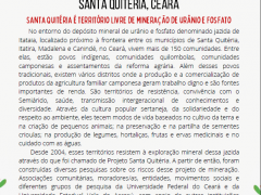 NOTA DE POSICIONAMENTO SOBRE A RETOMADA DO PROJETO DE MINERAÇÃO DE URÂNIO E FOSFATO EM SANTA QUITÉRIA, CEARÁ